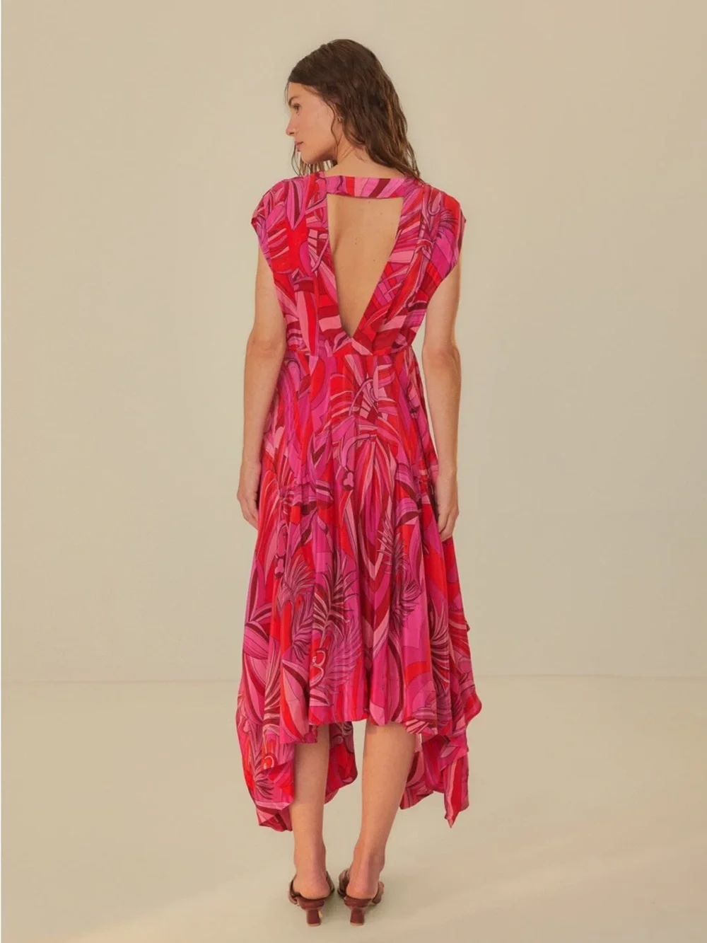 Farm Rio Red Endless Summer V Neck Midi Dress - Picture 5 of 6
